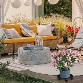 Relaxdays Pflanzenroller rund 2er Set Ø 35,5 cm schwarz