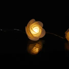 Relaxdays 4x Rosen Lichterkette weiß - Weiß