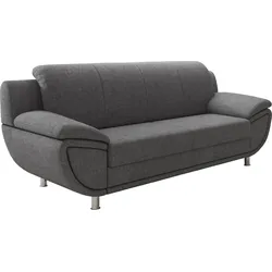 3-Sitzer TRENDMANUFAKTUR "Rondo II zeitlos und bequem", grau (hellgrau), B:207cm H:85cm T:94cm, Struktur ( 100% Polyester), Sofas, wahlweise mit komfortablem Federkern, mit extra breiten Armlehnen