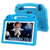 oyajia Kinder-Tablet, 10.1” Android 15 Tablet für Kinder, 8GB RAM 64GB ROM Tablet (10.1", 64 GB, Quad Core, mit stoßfester Hülle, Bluetooth, WLAN, Kindersicherung, Dual-Kamera) blau