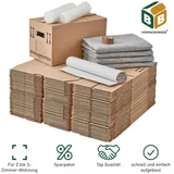 BB-Verpackungen Umzugskarton Umzugskomplettpaket, 2 bis 3 Zimmer-Wohnung, für 75 m2 braun