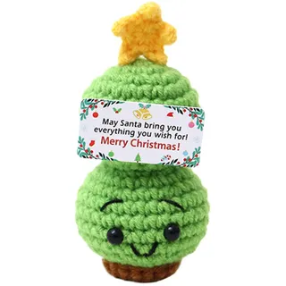 Weihnachts-Häkelpuppen-Ornamente, gestrickte Weihnachtsfiguren, gehäkelte Weihnachtsdekoration, Elch, handgefertigte Weihnachtsdekoration, gehäkelter Schneemann, Miniatur-Weihnachtsdekoration, 9 x 4,5