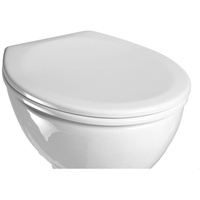 VCM WC Sitz Toilettendeckel Klodeckel Toilettensitz Klo Deckel Brille Klobrille Limone Verstellbare Edelstahlscharniere Weiß