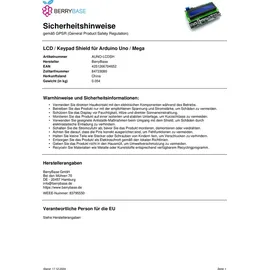 BerryBase LCD/Keypad Shield für Arduino UNO/Mega