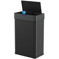 TLGREEN Mülleimer mit Sensor,Elektrisch Deckel mit Klemmring für Müllbeutel, Automatisch berührungslos Abfalleimer aus Edelstahl schwarz 60 l