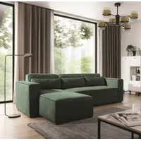 Fun Möbel Ecksofa Schlafsofa WALDO Stoff Poso Grün Ottomane Links - Grün