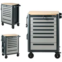 Trutzholm Werkstattwagen 99x82 cm Werkzeugwagen 7 Schubladen mit Holzplatte Einlassgriffe