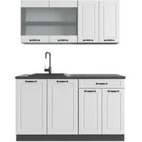 Vicco R-Line Singleküche Weiß Landhaus/Anthrazit 140 cm ohne Arbeitsplatte