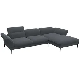 flexlux Ecksofa Salino, Funktionssofa mit Recamiere, Relaxsofa, Ecksofa, Sofa mit Arm- und Kopfteil-Verstellungen, Kaltschaum & Stahl-Wellen schwarz