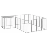 vidaXL Hundezwinger Silbern 8,47 m2 Stahl