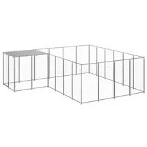 vidaXL Hundezwinger Silbern 8,47 m2 Stahl