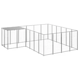vidaXL Hundezwinger Silbern 8,47 m2 Stahl