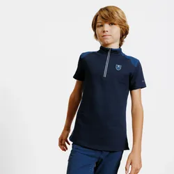 Reit-Poloshirt Kinder Reissverschluss kurzarm - 500 dunkelblau Gr. 164 - 14 Jahre