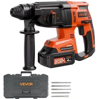 Vevor 20V SDS-Plus Bürstenloser Akku-Bohrhammer Set 1200U/min 4 Funktionen