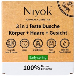 Niyok 3in1 feste Dusche Körper+Haare+Gesicht - Early spring 80 g 