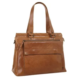 Spikes & Sparrow Leder Laptop-Schultertasche, Brandy