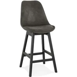 Sitzhocker aus Mikrofaser & schwarzem Holz | Skandi-Stil | Dunkelgrau | Bequeme Rückenlehne | Sitzhöhe 66 cm | Kadima Design