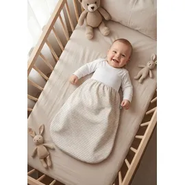 TupTam Babyschlafsack TUPTAM "Strampelsack Baby Strampelsack mit breitem Bund Unwattiert" Gr. 6 bis 12, beige (streifen beige), Schlafsäcke, Baby, L: 80cm, Obermaterial: 100% Baumwolle CO., L:80cm