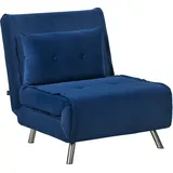 Homcom Schlafsessel, Klappsessel mit Bettfunktion, Einzelsofa mit Kissen, Gästebett, Polstersofa mit Samtoptik, für Wohnzimmer, Schlafzimmer, Blau, 77 - Blau