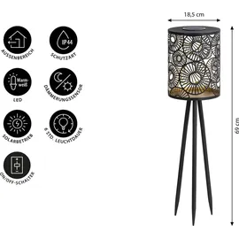 Dehner Solar-Laterne Metall Kunststoff Ø 18,5 cm Höhe 69 cm Dämmerungssensor schwarz