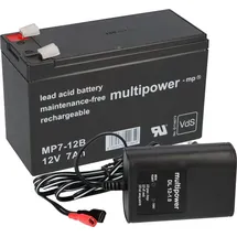 Multipower Blei-Akku MP7-12B Pb 12V 7Ah + Ladegerät