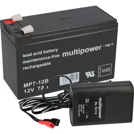 Multipower Blei-Akku MP7-12B Pb 12V 7Ah + Ladegerät