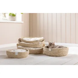 Dehner Premium Lovely Kuschelbett Tiefer Schlaf, 54 x 43 x 18 cm, Naturmaterial/Plüsch, weiß/beige