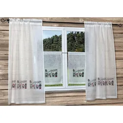 Gardine "Wichtel" Gr. 3, beige, B:90cm H:240cm, Polyester, HOSSNER - ART OF HOME DECO, Gardinen, weihnachtlicher Landhaus-Look