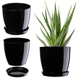 Kadax Blumentopf aus Kunststoff, Übertopf für Blumen, Pflanzen, Haus, leichtes Pflanzgefäß - Schwarz