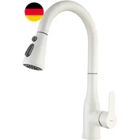 Küchenarmatur Beigeweiß Mit Ausziehbar Brause (3 Strahlarten), Wasserhahn Küche