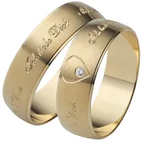 Trauring FIRETTI "Schmuck Geschenk Gold 375 Hochzeit Ehering Trauring "Ich liebe Dich"" Gr. 16,5, gold (gelbgoldfarben), Fingerringe, 16,5, 0,01 ct SI = kleine Einschlüsse mit Brillant, Gelbgold 375, 6mm, Made in Germany, wahlweise mit oder ohne Brillant
