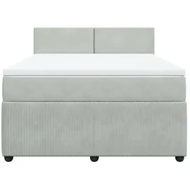 vidaXL Boxspringbett mit Matratze Hellgrau 140x200 cm Samt