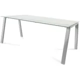 Schreibtisch Blanca BxTxH 180x80x73cm Gestell verchromt Platte Glas satiniert - Weiß