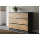 home collective Kommode 80 | 100 | 120 | 140 cm Holz Schrank mit 6 Schublade, Anthrazit Artisan-Eiche - Grau/Braun