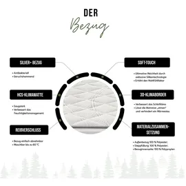 schwarzwaldmarie Eva 7-Zonen-Taschenfederkern mit 400 Federn, Wendefunktion und Viscoauflage, Größe: 140 x 200 cm, Härtegrad: Soft – Mittelfest