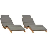vidaXL Sonnenliegen 2 Stk. mit Auflagen Massivholz Teak