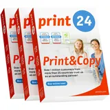 print24 Druckerpapier Kopierpapier 1500 Blatt 3 x 500 A4 80g premium weiß Testsieger PEFC