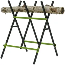 Baumarktplus Holzsägebock klappbar Stahl pulverbeschichtet 100 kg Traglast 3-fach verstellbar in schwarz/grün