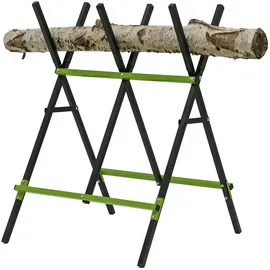 Baumarktplus Holzsägebock klappbar Stahl pulverbeschichtet 100 kg Traglast 3-fach verstellbar in schwarz/grün
