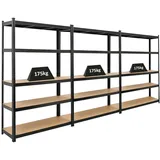 Proregal Mega Deal 3x Schwerlastregal Ragnar HxBxT 180 x 120 x 40 cm Fachlast 175 kg Schwarz Garagenregal Kellerregal Werkstattregal Steckregal