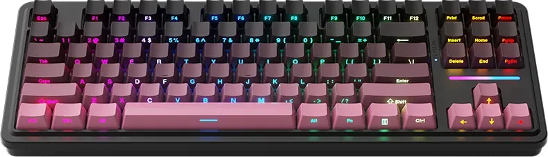Machenike KG87 mechanische 80%-Tastatur mit Tri-Mode, US-QWERTY-Layout, Gasket-Mount, Latte Switch-Pink