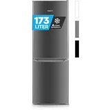 Heinrich ́s Kühlgefrierkombination 173L Gesamtvolumen, 121L Kühlvolumen, 52L Gefriervolumen, LED Beleuchtung,Türanschlag wechselbar, leise 40dB, große Tiefkühlboxen, 7Temperaturstufen,inox