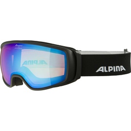 Alpina DOUBLE JACK Q-LITE - Verspiegelte, Kontrastverstärkende OTG Skibrille Mit 100% UV-Schutz Für Erwachsene, black, One Size
