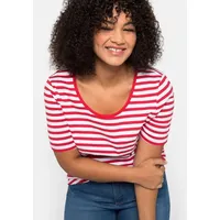 Sheego Damen Große Größen T-Shirt mit garngefärbtem Ringel, aus