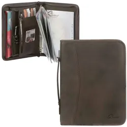 Dethloff Konferenzmappe A4 Leder braun Schreibmappe Ringbuchmappe Aktenmappe mit Griff D0134222-S