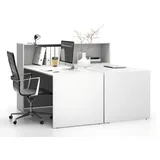 Büroschreibtisch-Set SEGMENT Double, mit 2 Einlageböden, weiß/weiß