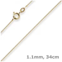 Schmuck Krone Goldkette 1,1mm Rund-Ankerkette aus 585 Gelbgold 34cm, Gold 585 goldfarben