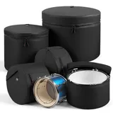 Vevor 5 tlg. Schlagzeugtaschen Set, Drum Taschen Set, 600D Oxford-Stoff, gepolstert mit festen Schulterriemen & rutschfesten Tragegriffen, für Transport & Aufbewahrung von Drum, Kick, Tom & Snare