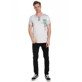 RUSTY NEAL T-Shirt RUSTY NEAL, Herren, Gr. 3XL, grau (hellgrau), 100% Baumwolle, mehrfarbig, normal, Rundhals, Shirts T-Shirt, mit schicker Knopfleiste