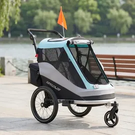 aiyaplay 2 in 1 Fahrradanhänger & Buggy Faltbar Hellblau
